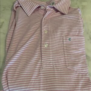 Criquet Striped Pink and White Polo Shirt sz Large